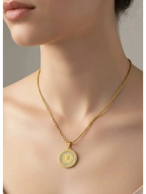 Biju Yılmaz Çelik Gold Taşlı Yarım Kolye - 25-CLKK250