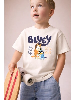 Little Aden Erkek Çocuk Bluey Baskılı Pamuklu Yazlık Tişört
