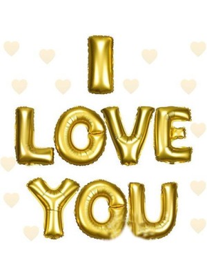 Marsilyan I Love You Folyo Balon Altın Renk 35 cm (4887)