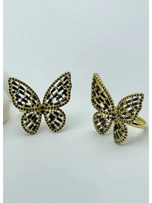 Biju Yılmaz 22K Altın Kaplama Kelebek Yüzük - 2522KY03