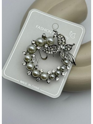 Biju Yılmaz Vip Silver Taşlı Incili Halka Broş - 26BRS14