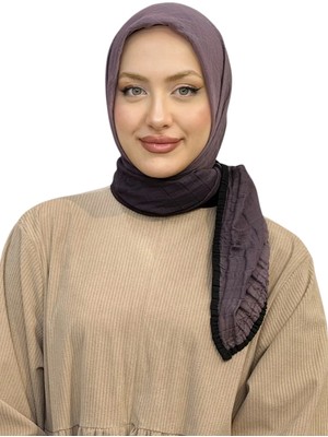 Levamor Müslin Degrade Geçişli Biye Detaylı Kaymaz Dokulu Kare Eşarp Koyu Lila