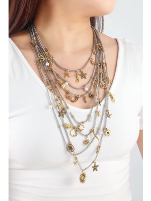 New Obsessions Metal Deniz Temalı Çoklu Kolye - Gümüş