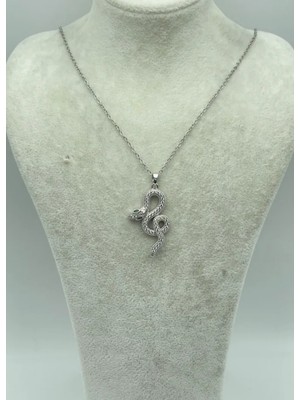 Biju Yılmaz Çelik Silver Yılan Kolye - 25-CTR106