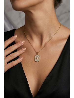 Lykos Çelik Zincir Altın Renk Zirkon Taşlı Kutup Yıldızlı Vintage Kolye