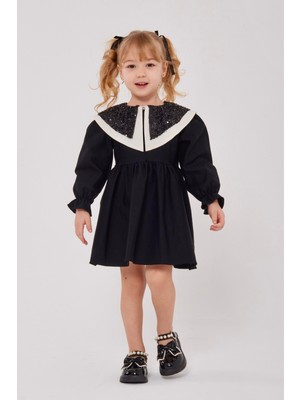 Kız Çocuk Yaka Detaylı Elbise