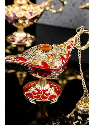 Ciyu Ticaret Mineli Işlemeli Metal Alaatin Lambası Dekoratif Zarif Hediyelik (Hediye Paketi Yapılır)