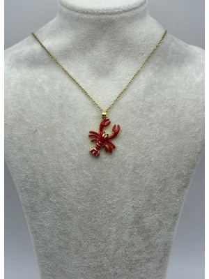 Biju Yılmaz Çelik Gold Kırmızı Yengeç Kolye - 25-CTR319