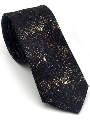 Gaffy Bej Desenli Kahverengi Dokuma Kumaş Mendilli Slim Fit Kravat // SDK-2613-6