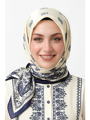 Levamor Kadın Ipek ve Bambu Karışımlı Kristal Eşarp Ekru-Laci