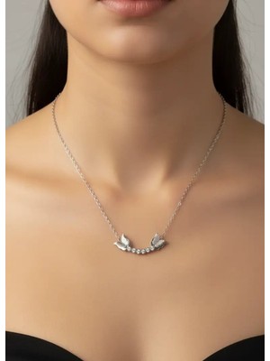 Biju Yılmaz Çelik Silver Kelebek Kolye - 25-CLKK224