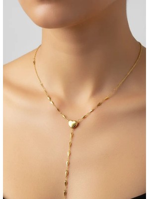 Biju Yılmaz Çelik Gold Kalp Y Kolye - 25-CLKK248