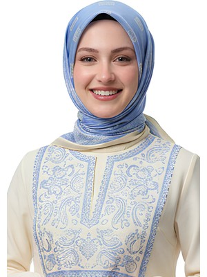 Levamor Kadın Ipek ve Bambu Karışımlı Kristal Eşarp Bebe Mavisi