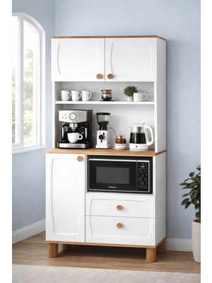 Setay Lizbon Kahve Köşesi + Çok Amaçlı Raflı Kapaklı Dolap - 80CM