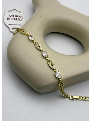 Biju Yılmaz Xuping Ymz Gold Taşlı Oval Taş Tasarım Bileklik - 26YMZB11