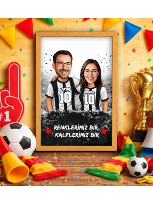 Bk Gift Kişiye Özel Isimli Siyah-Beyaz Sevgili Karikatürlü Ahşap Çerçeveli Tablo - 40X25CM, Doğum Günü Hediyesi, Taraftar Hediyesi
