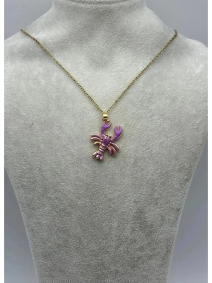 Biju Yılmaz Çelik Gold Mor Yengeç Kolye - 25-CTR318