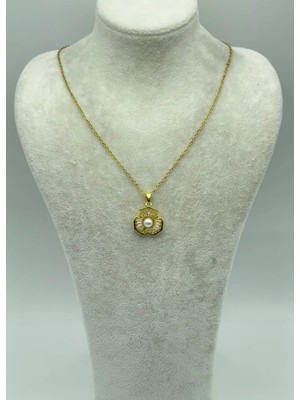 Biju Yılmaz Çelik Gold Incili Kolye - 25-CTR181