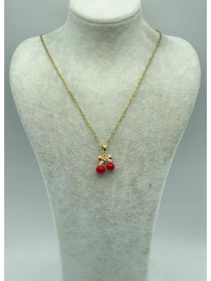 Biju Yılmaz Çelik Gold Kiraz Kolye - 25-CTR72