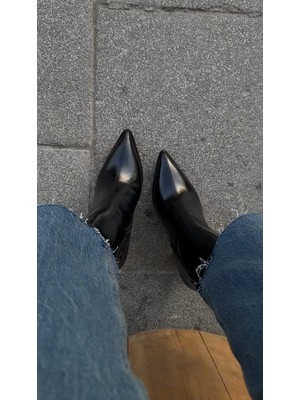 Akça Shoes Siyah Parlak Bootie