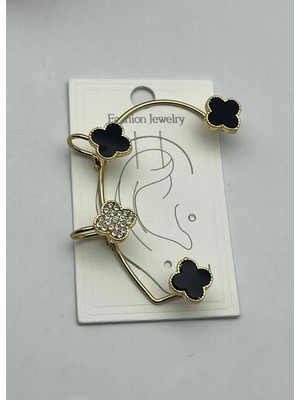 Biju Yılmaz Vip Gold Taşlı Yonca Earcuff Küpe - 26EAR24