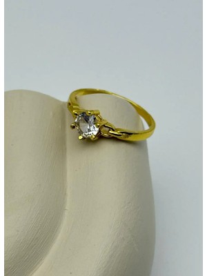 Biju Yılmaz 22K Altın Kaplama 12'li Tek Taş Yüzük - 2522KY11