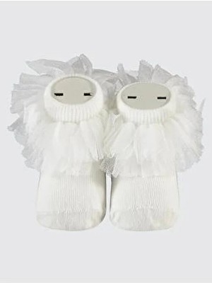 Civil Baby Tüllü Çorap 0-24 Ay Bebek Kız Soket Çorap - Ekru Standart
