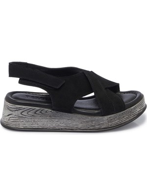 Tergan Siyah Hakiki Deri Kadın Sandalet - K25Y1SN67927-A01