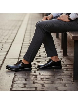 Tamboğa 672 Siyah Rugan Oxford Erkek Klasik Kundura Ayakkabı