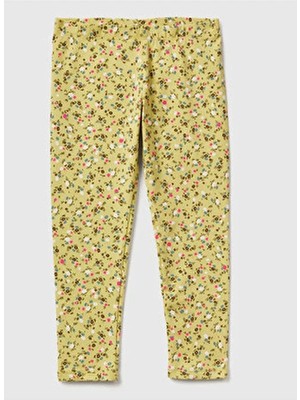United Colors Of Benetton Kız Çocuk Sarı Slim Fit Tamamı Baskılı Tayt Şık ve Rahat Tasarım