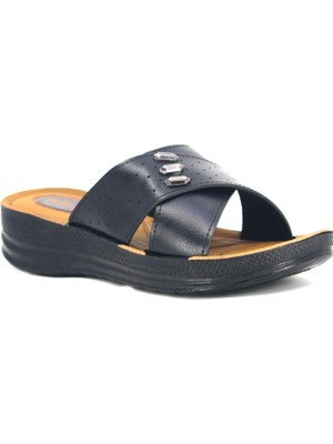 Tarzbu Ortopedik Tabanlı Kadın Günlük Terlik, Siyah, Çapraz Bantlı, Dekoratif Süslemeli, Rahat Taban TARZRIS5757