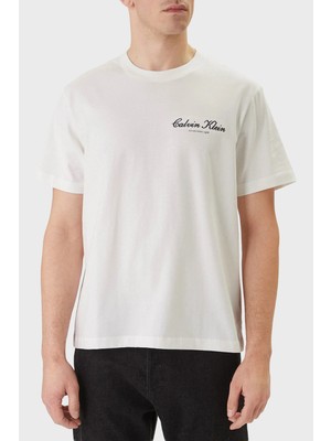 Calvin Klein Pamuklu Regular Fit Logolu Bisiklet Yaka T Shirt LV04RF822GYAF Erkek T Shirt LV04RF822G Yaf