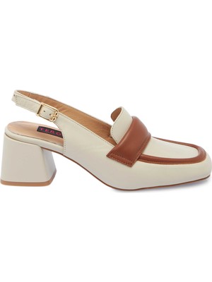 Tergan Bej Hakiki Deri Kadın Topuklu Ayakkabı - K25Y1AY67909-A25