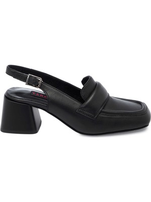 Tergan Siyah Hakiki Deri Kadın Topuklu Ayakkabı - K25Y1AY67909-A23