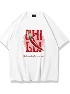 Trendiz Unisex Chilli Too Hot For Your Taste Tshirt Beyaz