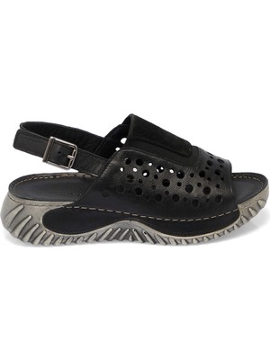 Tergan Siyah Hakiki Deri Kadın Sandalet - K25Y1SN67929-A23