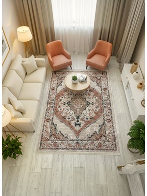 Brillant Göbekli Damask Desenli Lateks Taban Salon Halısı