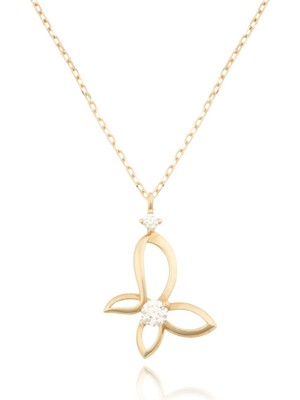 Berk Mücevherat 14 Ayar Altın Taşlı Kelebek Kolye