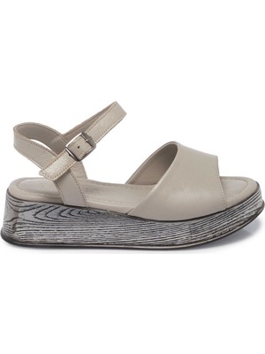 Tergan Gri Hakiki Deri Kadın Sandalet - K25Y1SN67926-U6Q