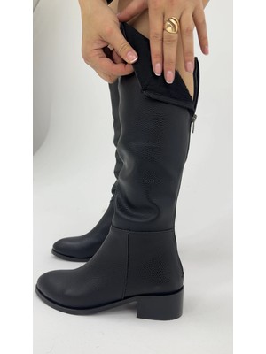 Akça Shoes Yumuşacık Deri Düz Çizme