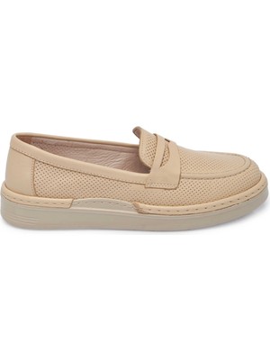 Tergan Bej Hakiki Deri Kadın Loafer - K25I1AY67923-A25