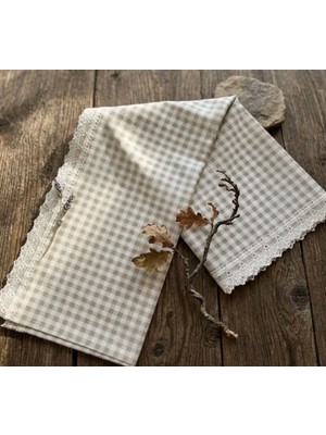 BHT 140 x 150 Raşel Leke Tutmaz Güpürlü Sofra Bezi Ekose Kahve