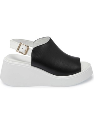Tergan Siyah Hakiki Deri Kadın Sandalet - K25Y1SN67890-A23