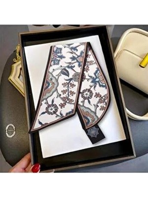 Nurfemina Çini Desenli Zarif Tasarım Şık Kadın Kravat Fular