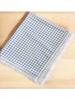 BHT 140 x170 Raşel Leke Tutmaz Güpürlü Sofra Bezi Ekose Gri