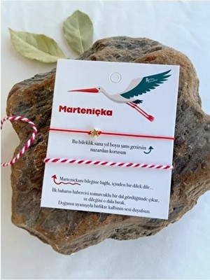 Atölye Merdiven Yıldızlı 2li Marteniçka Bahar Dilek Bileklik Kırmızı Beyaz Ip Bileklik Şans Bilekliği Mart Ipi