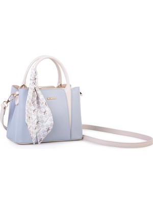 Nas Bag Şık Fularlı Mini Multi Color El ve Omuz Çantası Açık Mavi
