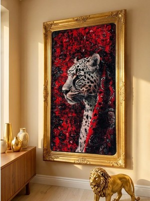 Brillant Leopar Desenli Kırmızı Dekoratif Lateks Halı
