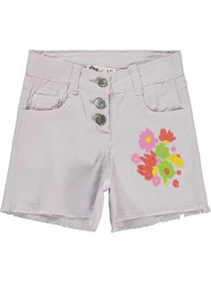 Civil Girls Çiçek Baskılı 2-5 Yaş Şort - Lila 4-5 Yaş