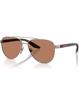 Prada Ps A52S 5AV20D 58 Linea Rossa Erkek Pilot Gun Metal Güneş Gözlüğü